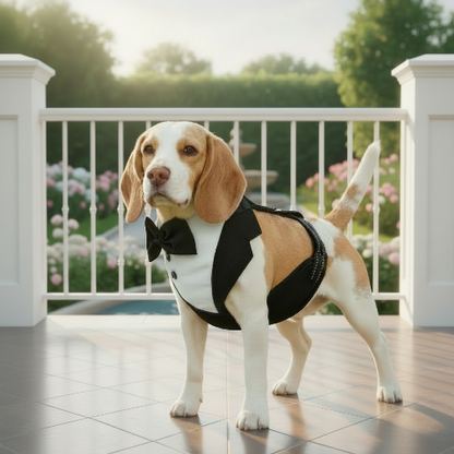 Beagle-harnais-chien-fleur-blanche-soleil-balcon