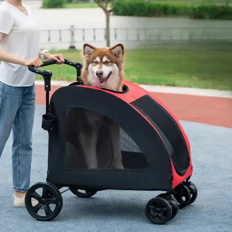 Poussette-Pliable-en-Maille-Respirante-pour-Animaux-de-Compagnie-Grand-Espace-Chien-et-Chat-Voiture-de-dame-husky
