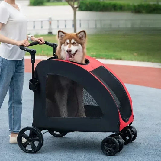 Poussette-Pliable-en-Maille-Respirante-pour-Animaux-de-Compagnie-Grand-Espace-Chien-et-Chat-Voiture-de-dame-husky