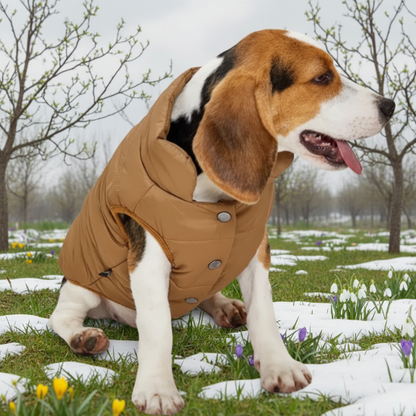 beagle arbre floraison neige fondante manteau-pour-chien-café