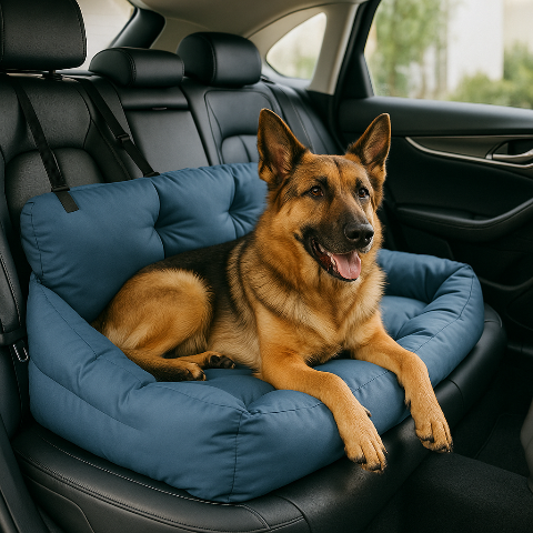 berger allemand- voiture siège-auto-pour-chien-bleu