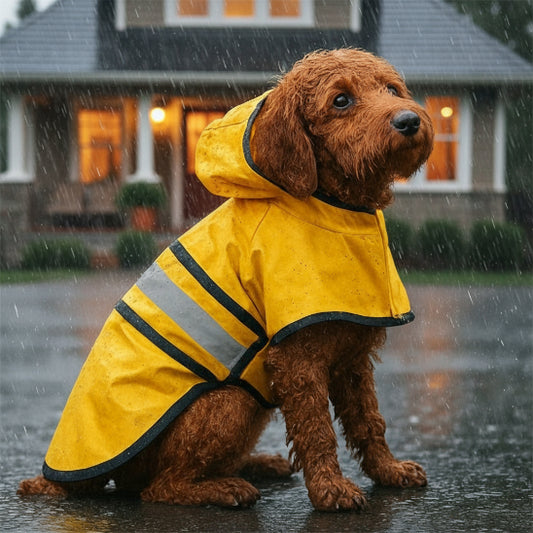 cockapoo-assis-journée-pluvial-manteau-pour-chien-jaune
