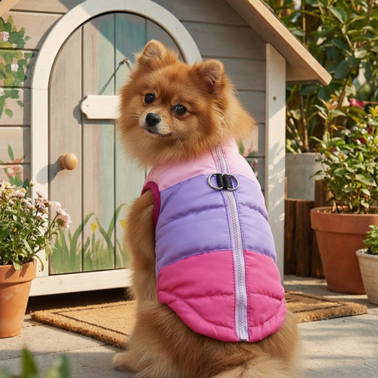 poméranien-Manteau-chien-rose-violet