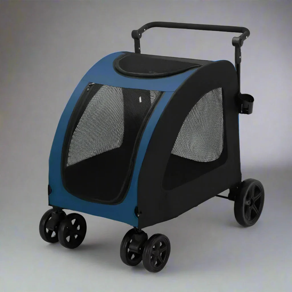 poussette chariot pour chien bleu
