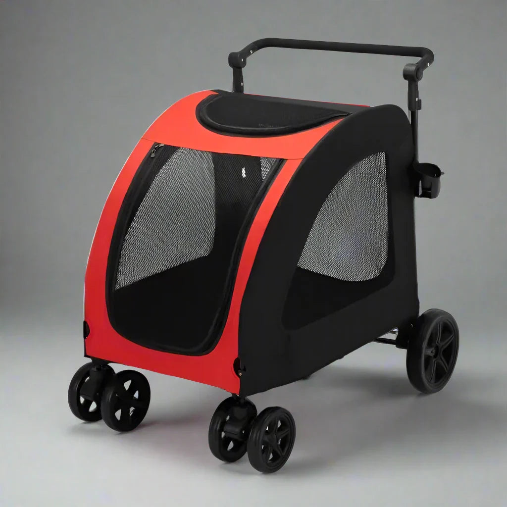 poussette chariot pour chien rouge